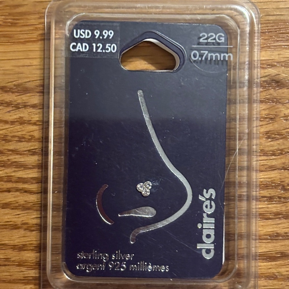 Sterling Silver Nose Ring‎ Piecing 22G 0.7mm